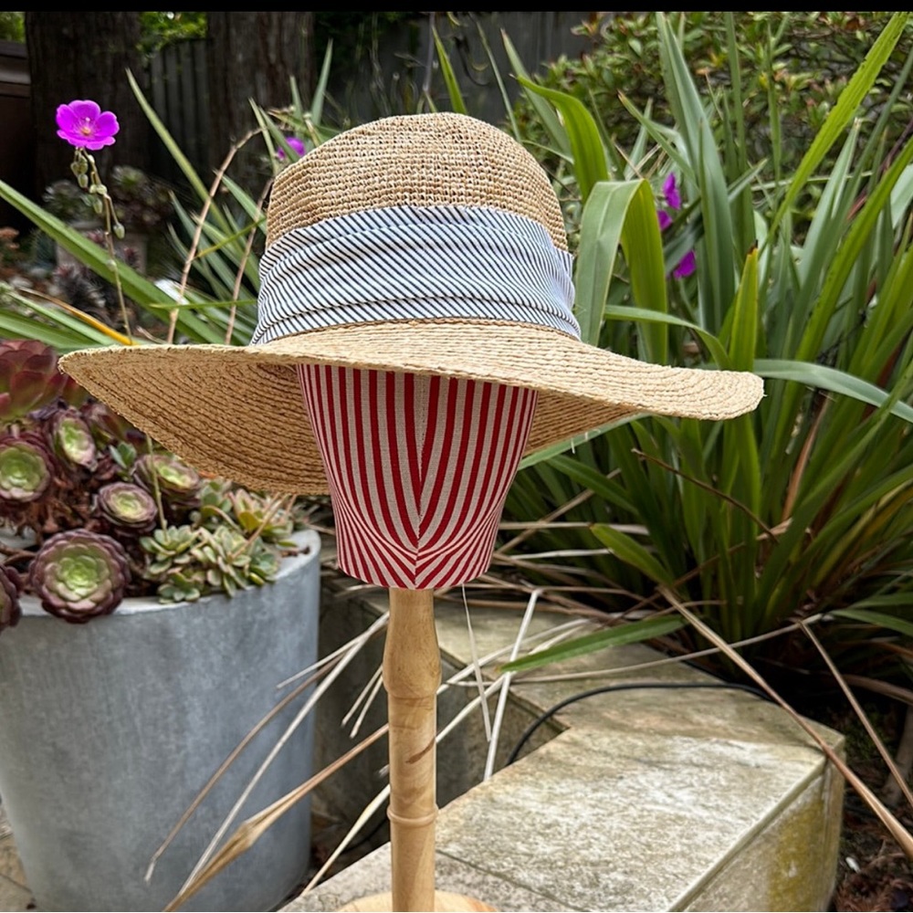Hat Attack Tan and Blue Beach Hat